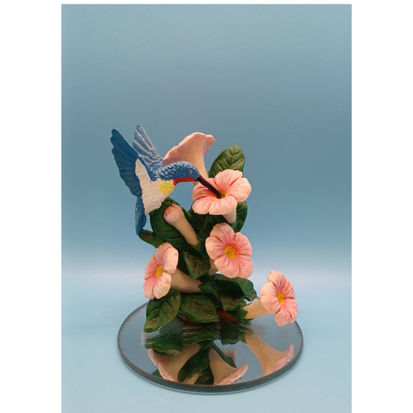 Hummingbird & Flowers on Round Mirror Base - Picture 10 of 10